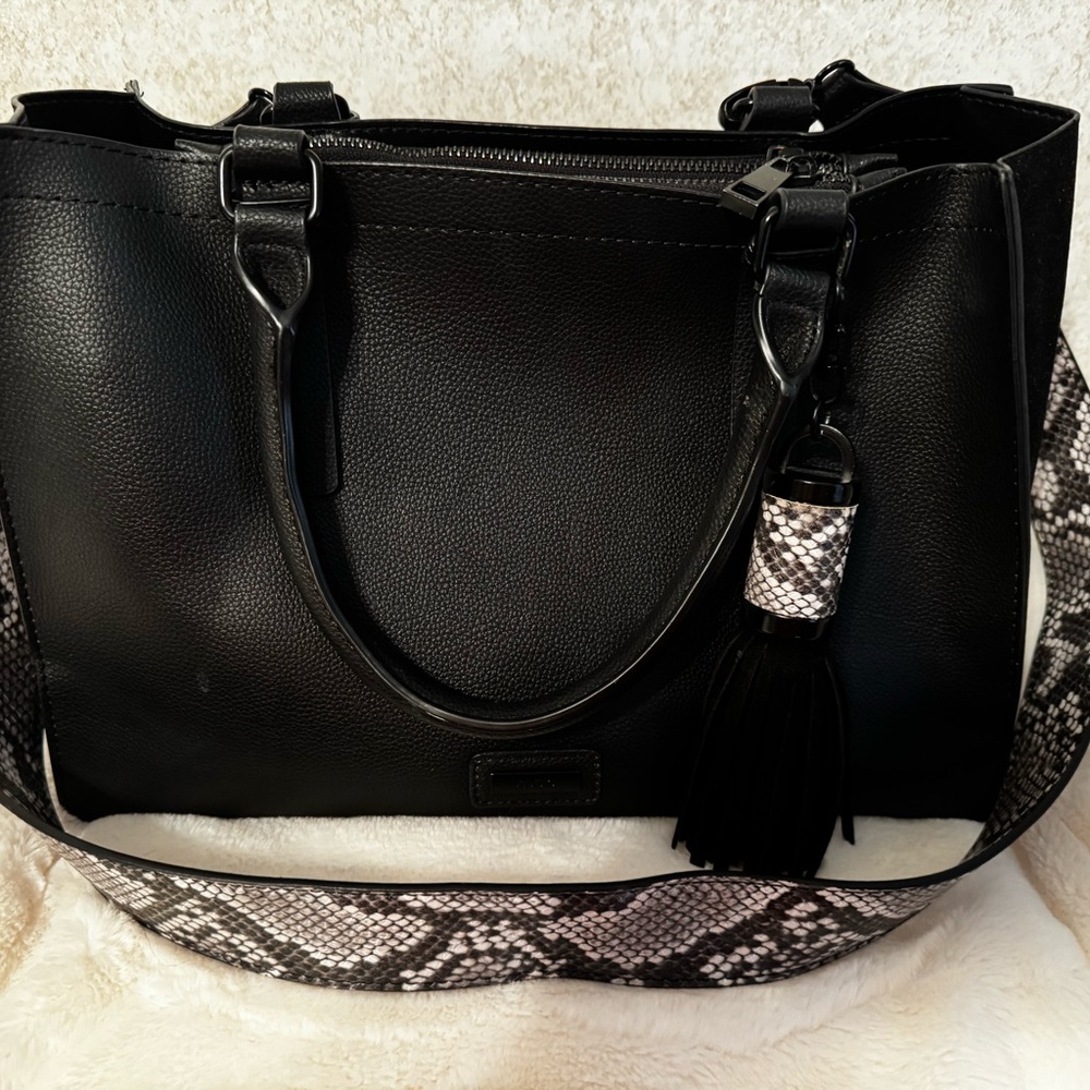 Aldo Black Satchel with Snake Print Accent - Picture 2 of 5